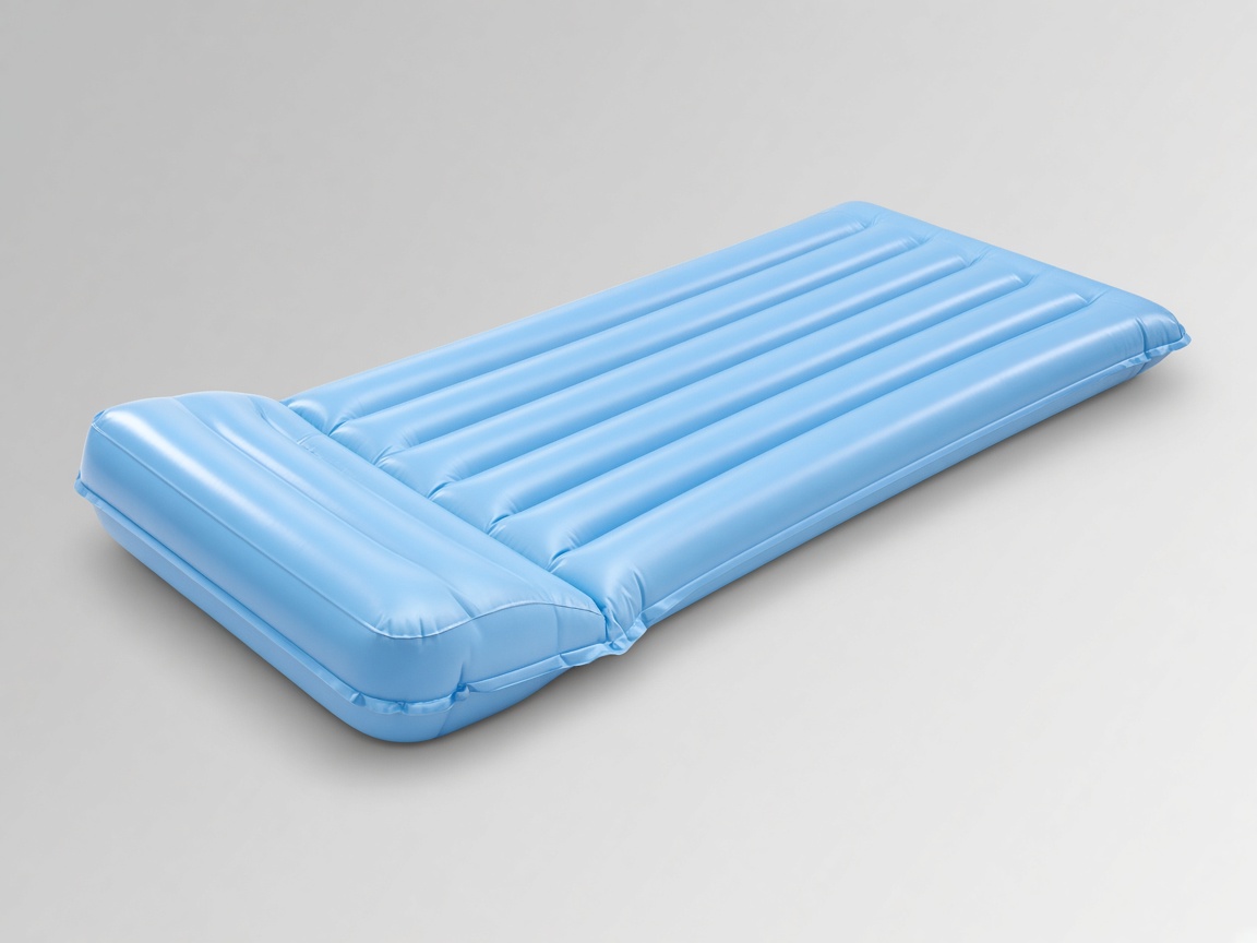 Light blue inflatable air mattress