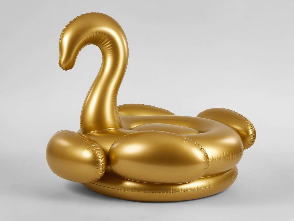Gold inflatable swan pool float
