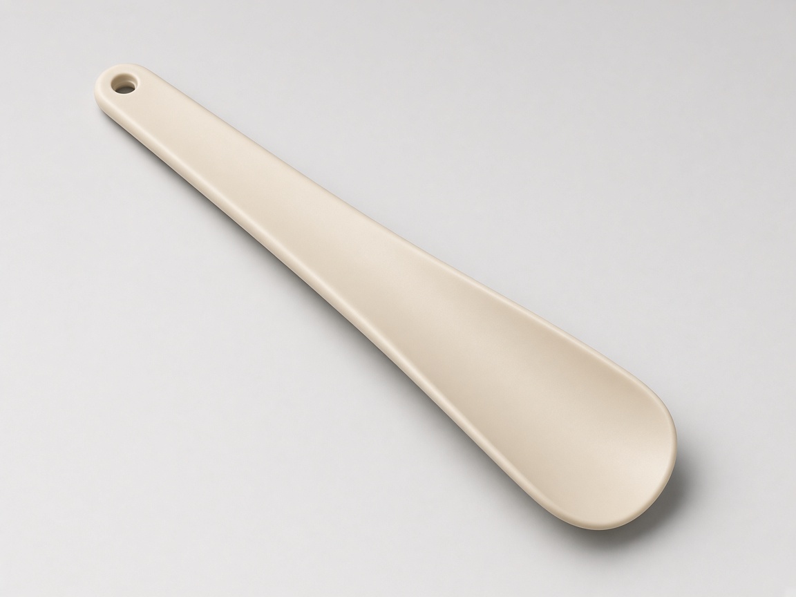 Beige plastic shoe horn